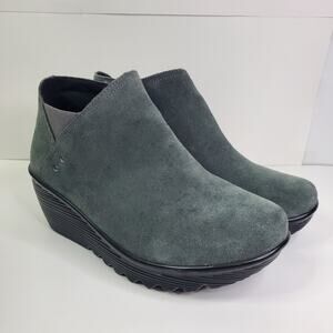 SKECHERS Parallel Ditto Woman's Gray Leather Ankle Booties Boots Size 10